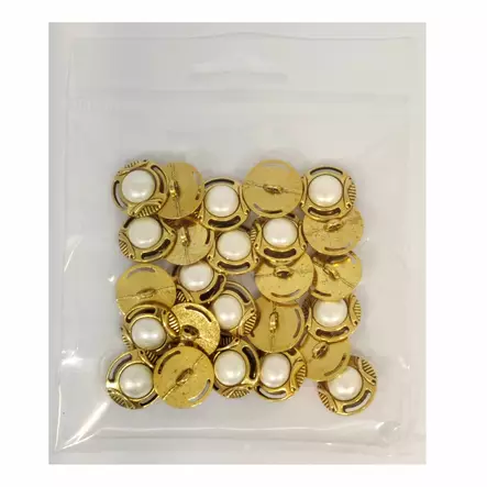 METALLINEN KANTANAPPI 18 MM KULTA/HELMIÄINEN 1PUSSI (N. 25 KPL) N2015 - Metallinapit - 36532 - 1