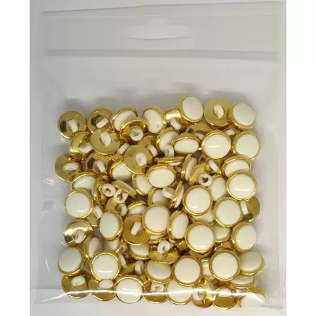 METALLINEN KANTANAPPI 13 MM KULTA/VALKOINEN 1PUSSI (N. 100 KPL) N2016 - Metallinapit - 36533 - 1