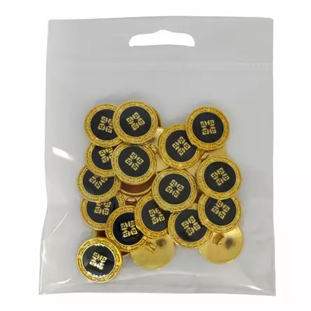 METALLINEN KANTANAPPI 20 MM KULTA/MUSTA 1PUSSI (NOIN 20 KPL) N2022 - Metallinapit - 36526 - 1