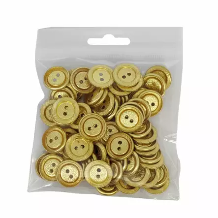 METALLINEN 2-REIKÄINEN NAPPI 12 MM KULTA 1PUSSI (N. 50 KPL) N0558 - Metallinapit - 36529 - 1